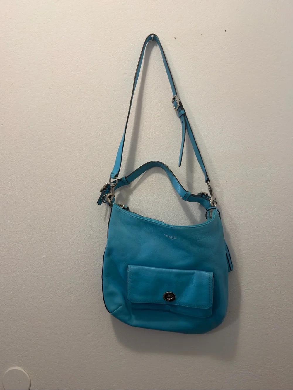Coach Legacy Courtenay Aqua Blue Leather Hobo Bag 22381 + Dust Bag